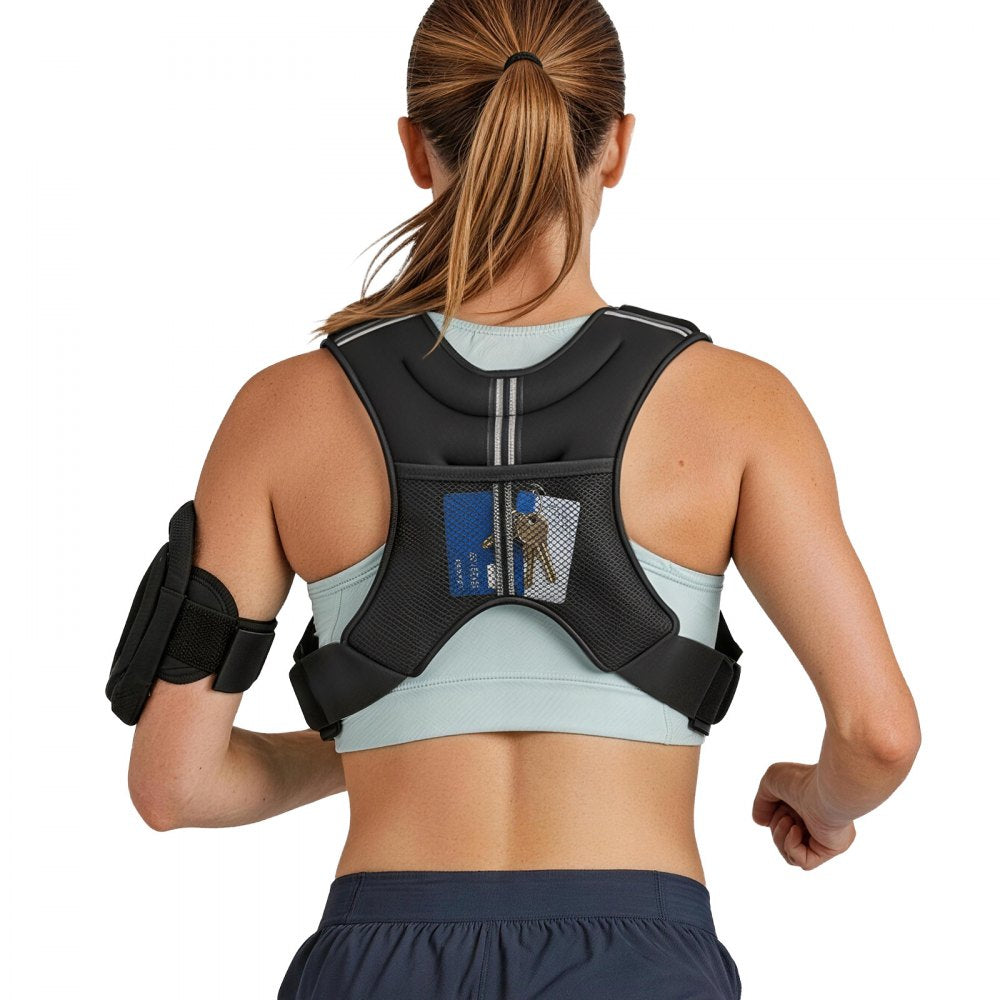 VEVOR Weighted Vest, 8 lbs Body Weight Vest for Men Women, with Reflective Stripe, Adjustable Buckle, Workout Equipment for Strength Training, Running, Jogging, Fitness, Muscle Building, Weight Loss