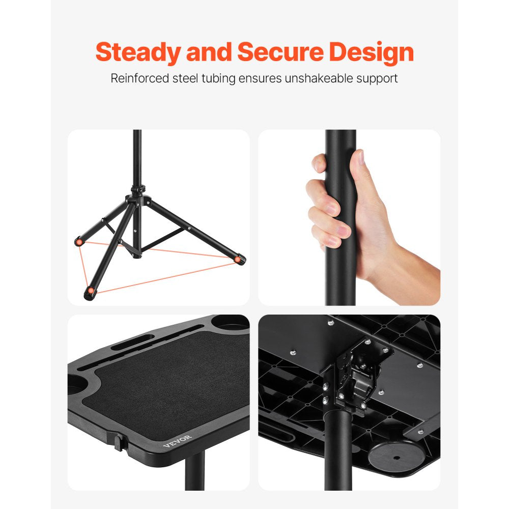 VEVOR Cycling Desk, Stationary Foldable Adjustable Bike Trainer & Treadmill Desk with Triangle Support, Non-Slip Multi-Slot Bike Trainer Fitness Desk with Handle Bar, Fit for Home Office Exercise
