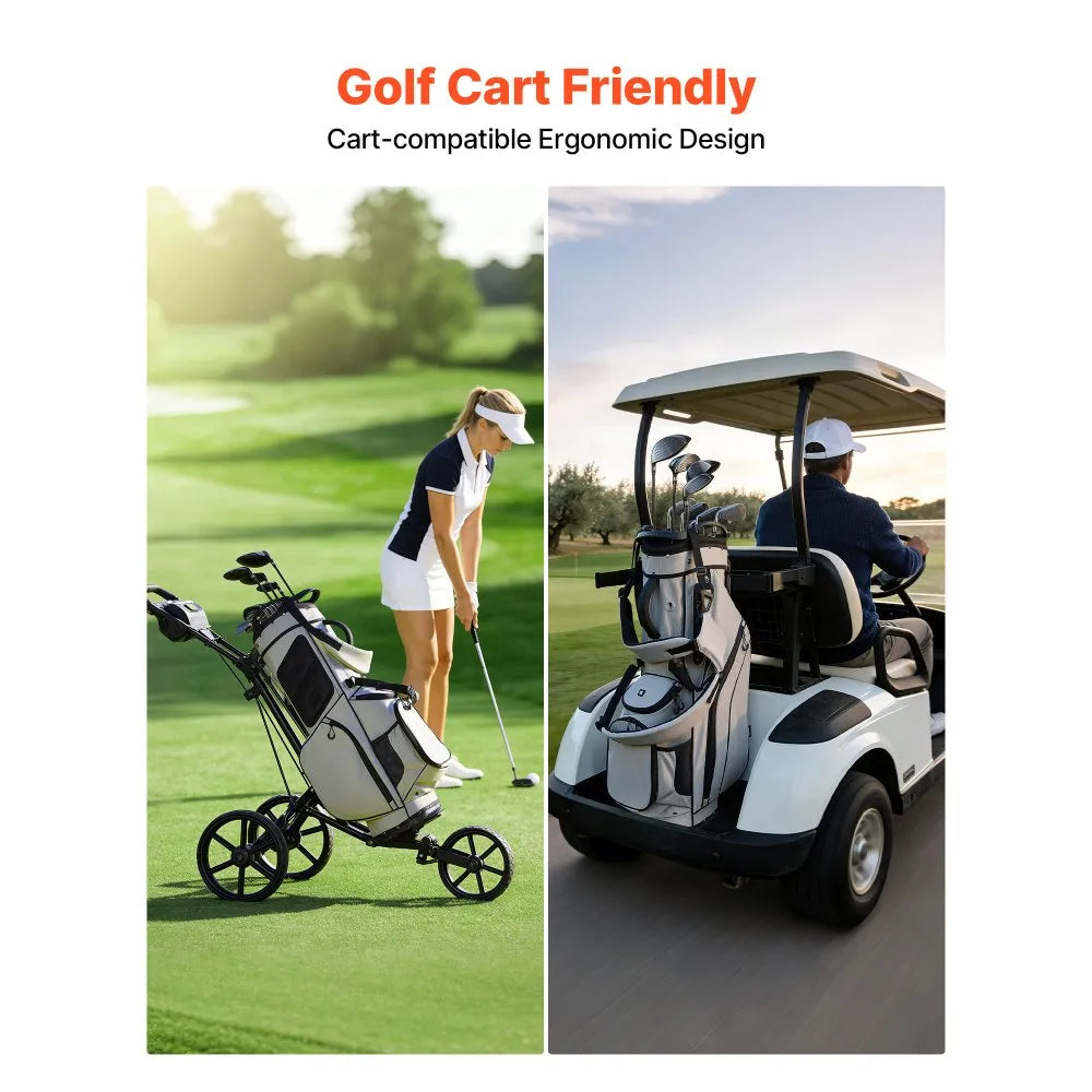 VEVOR Golf Cart Bag, 14 Way Top Divider Organizer, 2-in-1 Golf Club Bag with Full-length Divider, Dual Shoulder Straps, Support Legs, Rain Hood, Storage Pockets, Lightweight Polyester for Men & Women