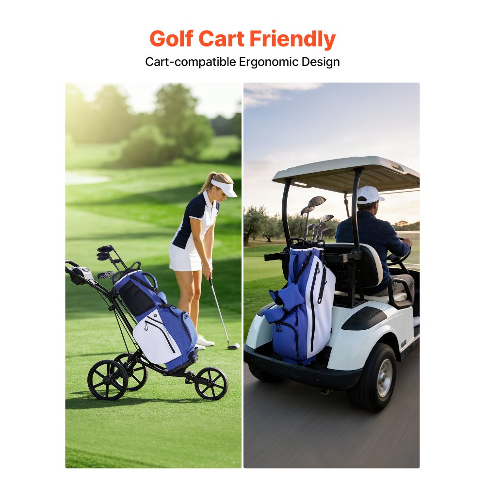 VEVOR Golf Cart Bag, 7 Way Top Divider Organizer, Club Stand Bag with Full-length Divider, Handles, Dual Support Legs, Storage Pockets, Dual Shoulder Straps, Rain Hood, Lightweight for Men and Women