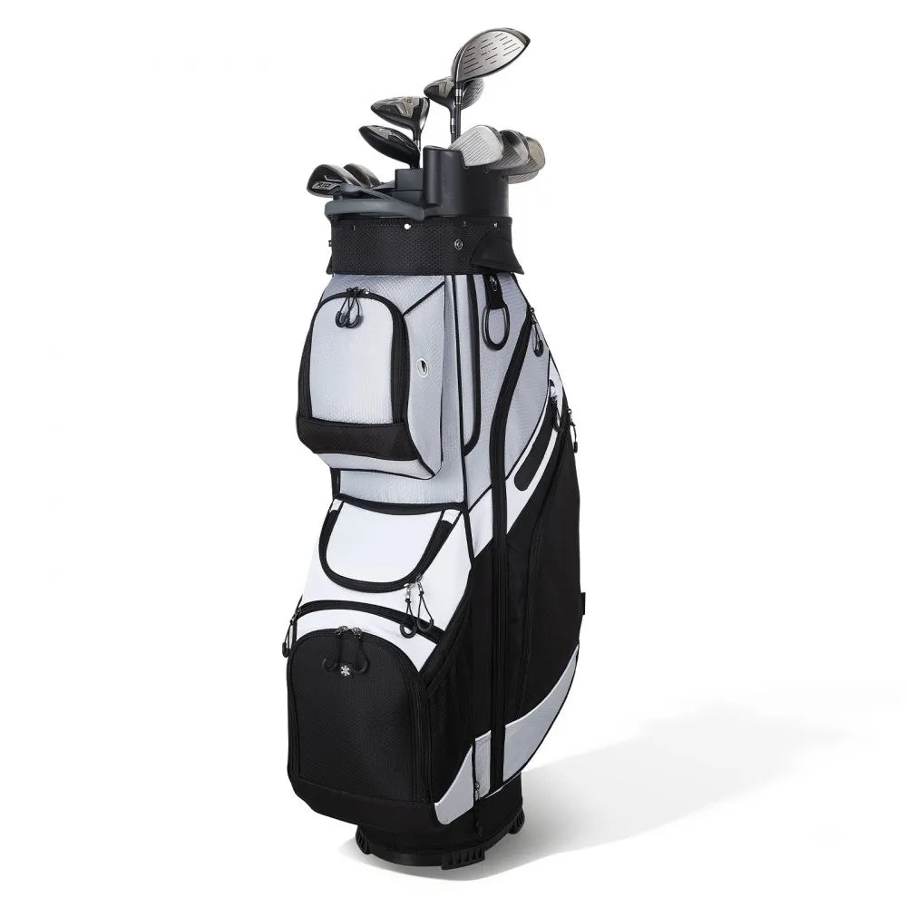 VEVOR Golf Cart Bag, 14 Way Top Divider Organizer, Golf Club Bag with Full-length Divider, Handles, Storage Pockets, Shoulder Strap, Rain Hood, Smooth Zippers, Lightweight Polyester for Men & Women