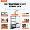 VEVOR Golf Storage Garage Organizer, 2 Golf Bag Storage Stand Holder and Other Sports Equipment Storage Rack, Outdoor Steel Ball Cart, Sports Gear and Toys Storage Shelves with Baskets & Hooks, Black