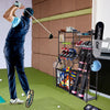 VEVOR Golf Storage Garage Organizer, 2 Golf Bag Storage Stand Holder and Other Sports Equipment Storage Rack, Outdoor Steel Ball Cart, Sports Gear and Toys Storage Shelves with Baskets & Hooks, Black