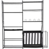 VEVOR Golf Storage Garage Organizer, 2 Golf Bag Storage Stand Holder and Other Sports Equipment Storage Rack, Outdoor Steel Ball Cart, Sports Gear and Toys Storage Shelves with Baskets & Hooks, Black
