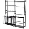 VEVOR Golf Storage Garage Organizer, 2 Golf Bag Storage Stand Holder and Other Sports Equipment Storage Rack, Outdoor Steel Ball Cart, Sports Gear and Toys Storage Shelves with Baskets & Hooks, Black