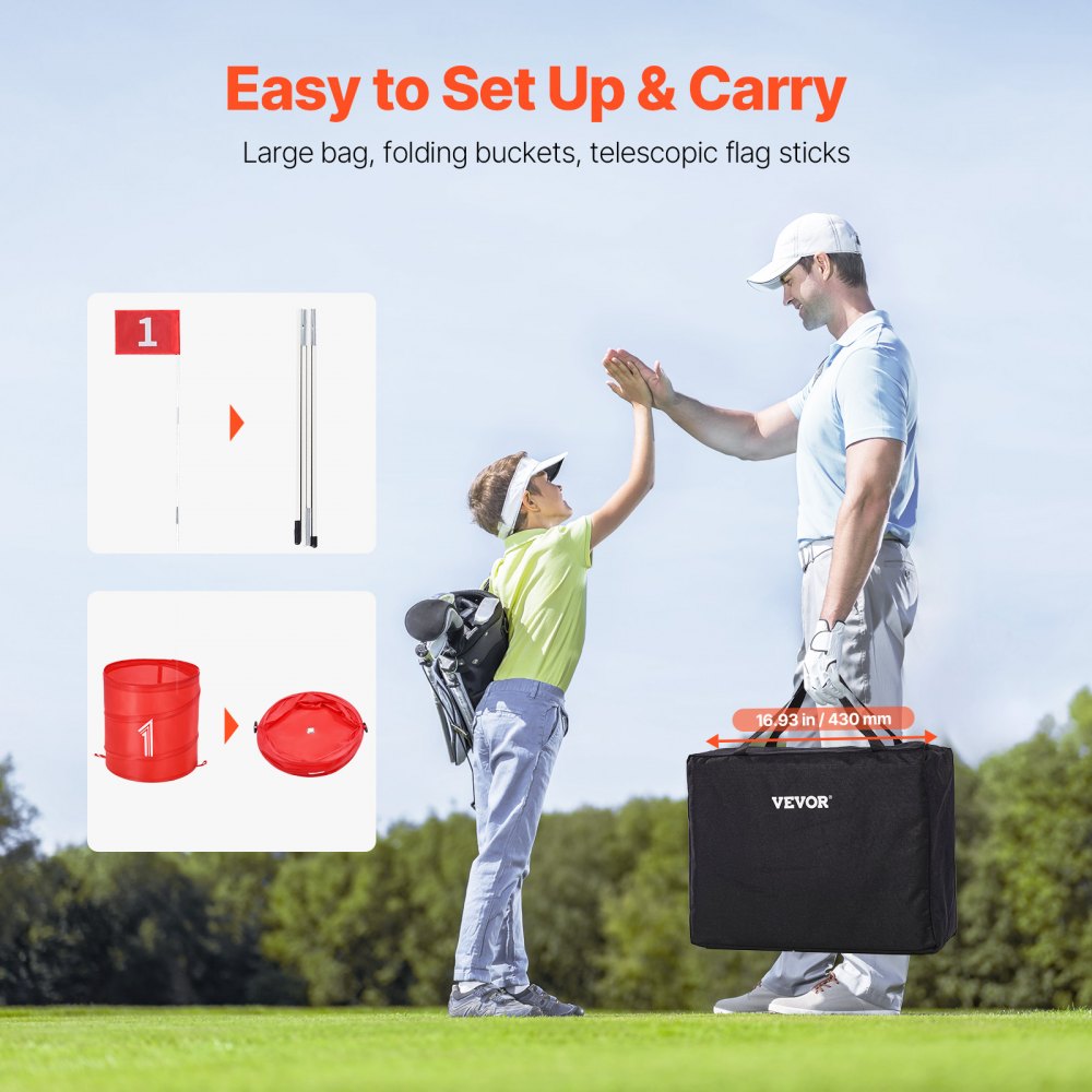 VEVOR Backyard Golf Game, 3 Hole Golf Course, Golf Game Practice Games, Golf Chipping Game for Family, Adults and Kids, Portable Outdoor Yard Golf Game for Lawn, Yard, Camping, Park, Beach