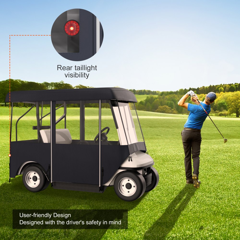 VEVOR Golf Cart Enclosure, Polyester Driving Enclosure, Club Car Covers Universal Fits for 2+2 Passenger Golf Carts, Sunproof and Dustproof Outdoor Cart Cover