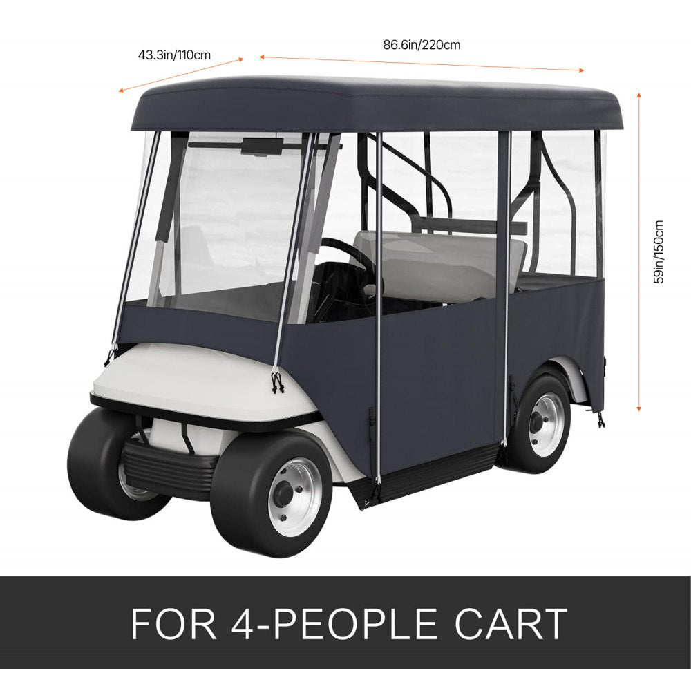 VEVOR Golf Cart Enclosure 86'', 4-Person Golf Cart Cover, 4-Sided Fairway Deluxe, 300D Waterproof Driving Enclosure with Transparent Windows, Fit for 4-Seat EZGO, Club Car, Yamaha Carts