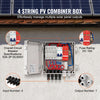 VEVOR PV Combiner Box, 4 String, Solar Combiner Box with 10A Rated Current Fuse 63A Circuit Breaker Lightning Arrester and Solar Connector, ABS Plastic Case for On / Off Grid Solar Panel System, IP65