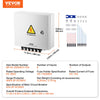 VEVOR PV Combiner Box, 6 String, Solar Combiner Box with 10A Rated Current Fuse 63A Circuit Breaker Lightning Arrester and Solar Connector, Steel Case for On / Off Grid Solar Panel System, IP65