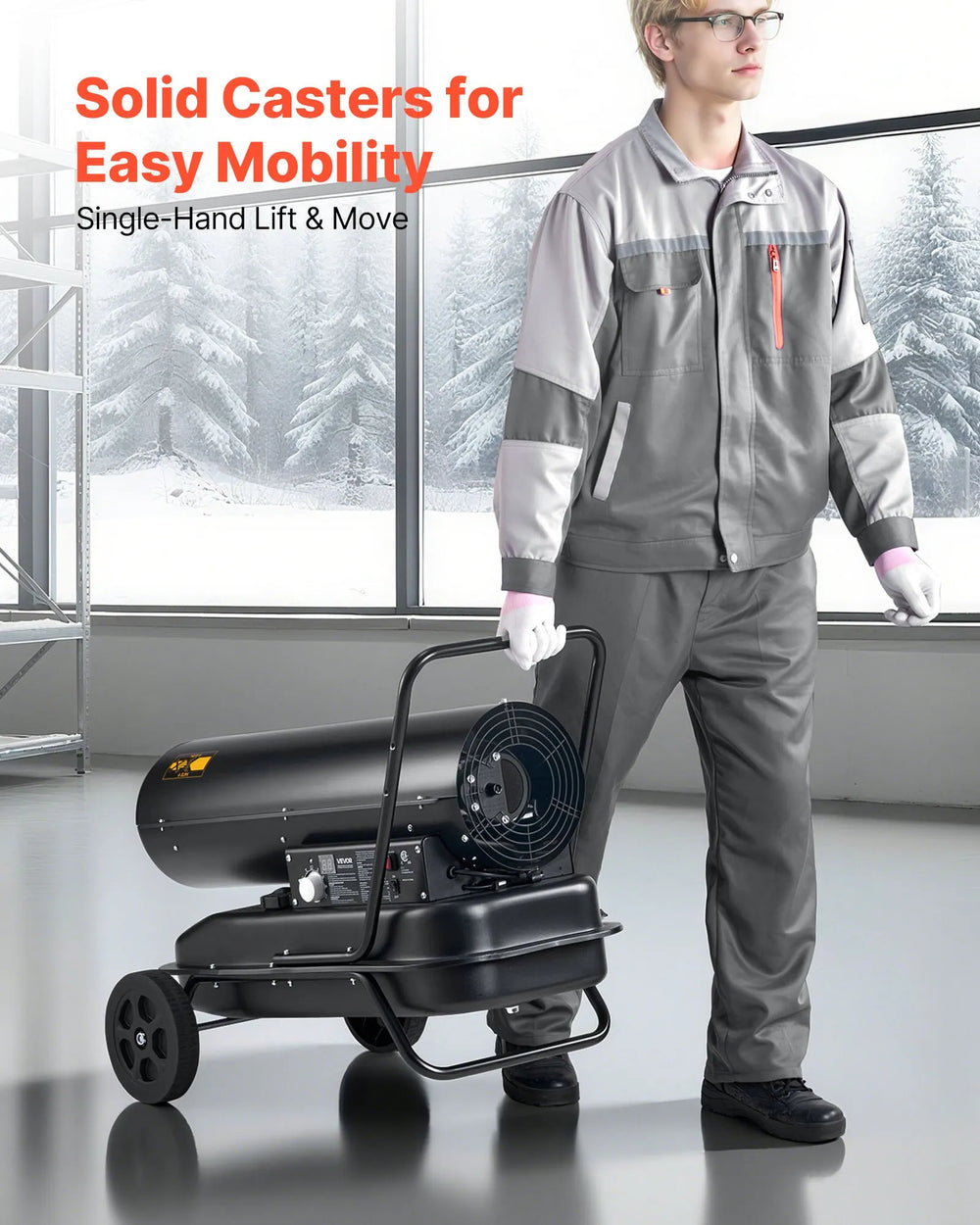 VEVOR heater with wheels - solid casters for easy mobility graphic