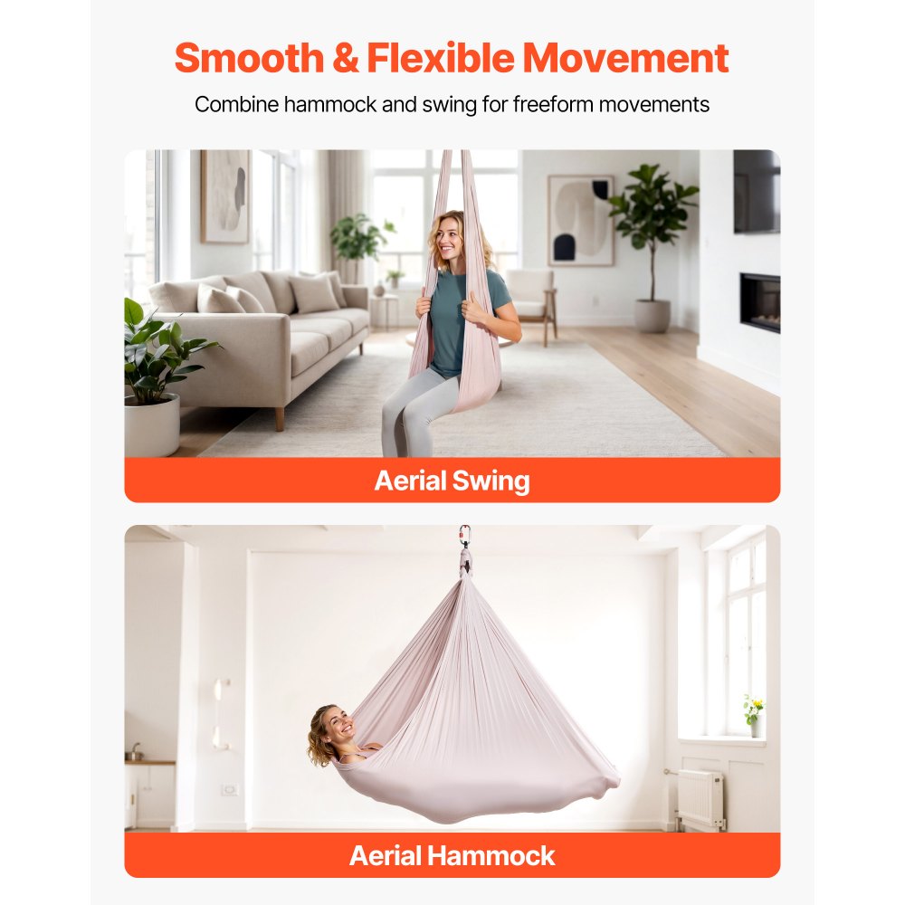 VEVOR Aerial Yoga Hammock, 300 lbs Load Aerial Silk, Yoga Swing with Nylon Fabric, PE Zipper Bag for Parent-Child Interaction, Strengthen Muscles & Improve Practice, Hammock and Swing Combo