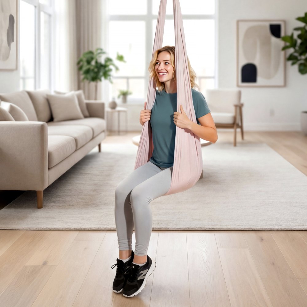 VEVOR Aerial Yoga Hammock, 300 lbs Load Aerial Silk, Yoga Swing with Nylon Fabric, PE Zipper Bag for Parent-Child Interaction, Strengthen Muscles & Improve Practice, Hammock and Swing Combo