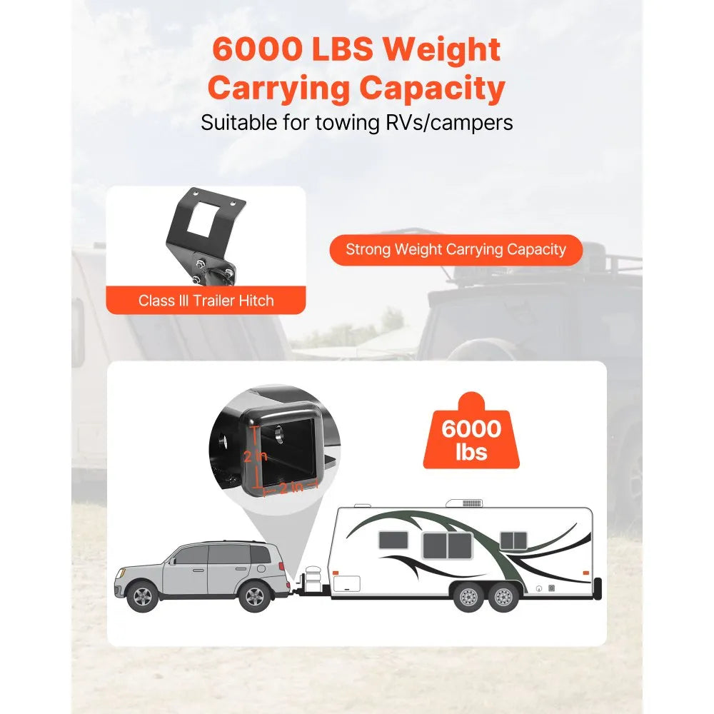 VEVOR Class 3 Trailer Hitch, 2-Inch Receiver, 6000 lbs, Q345B Steel Tube Frame, Compatible with 2012-2016 Honda CR-V, Multi-Fit Hitch to Receive Ball Mount, Cargo Carrier, Bike Rack, Tow Hook, Black