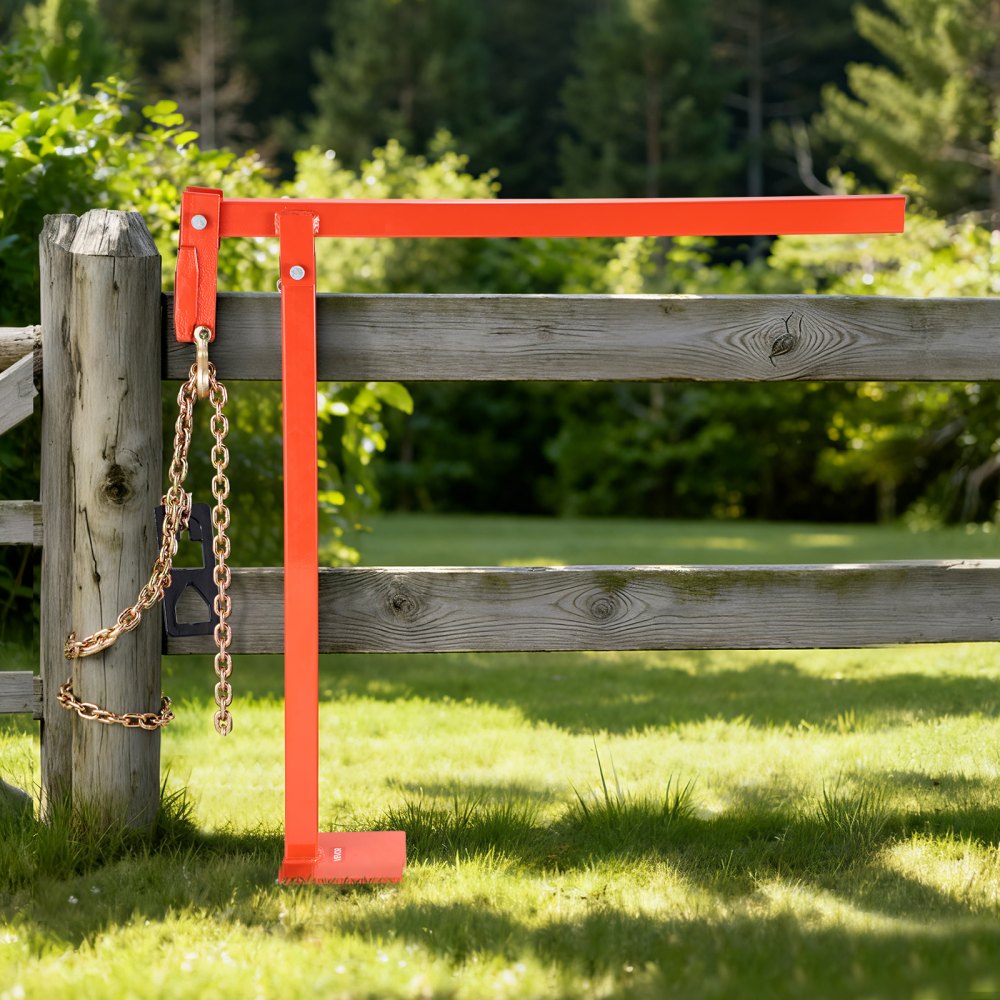 VEVOR 36 in T Post Puller, Heavy Duty Fence Post Pullers with Puller Plate & 47 in Lifting Chain, Labor-Saving T-Post Remover Tool for Round Fence Posts, Sign Posts & Tree Stumps