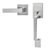 VEVOR Front Door Handle, Satin Nickel Square Handle Set with Lever Door Handle No Lock, Adjustable Hole Space, Entry Door Handle with Reversible for Right and Left Handed Entrance and Front Door