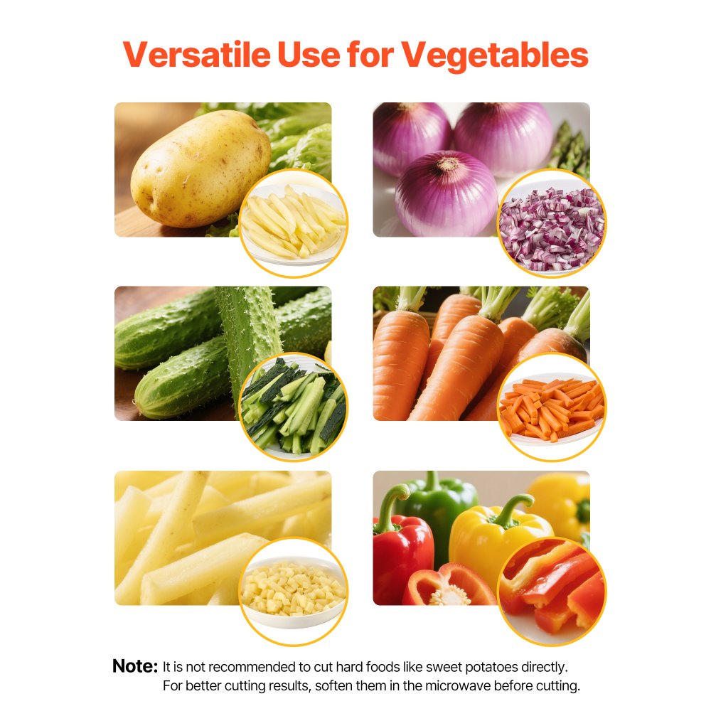 VEVOR Commercial French Fry Cutter, Stainless Steel Vegetable Fruit Chopper with 3 Replacement Blades 1/2-Inch 3/8-Inch 1/4-Inch, Manual Potato Slicer Dicer for Restaurants & Home Kitchen