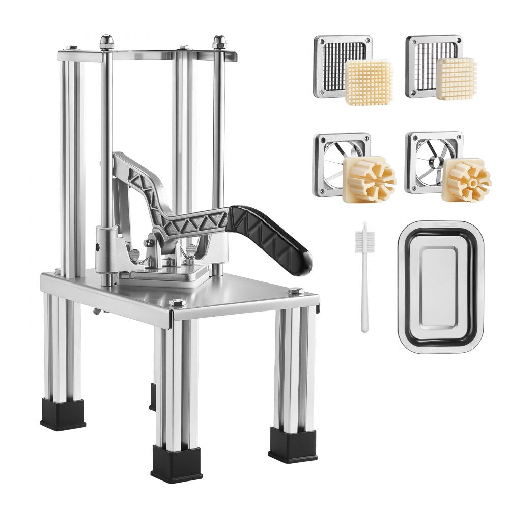VEVOR French Fry Cutter, Commercial Vegetable Chopper with 4 Blades (1/4", 3/8", 6-Wedge & Apple Corer), Stainless Steel Potato Slicer for Fries, Onion, Carrots, Lemon – Home & Restaurant Use