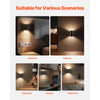 VEVOR LED Night Lights, 0-60LM Adjustable Brightness, Modern Night Lights Plug into Wall, Dusk to Dawn Sensor, 3000K Soft Warm White for Hallway Bathroom Stairway Bedroom, Black, 2 Pack