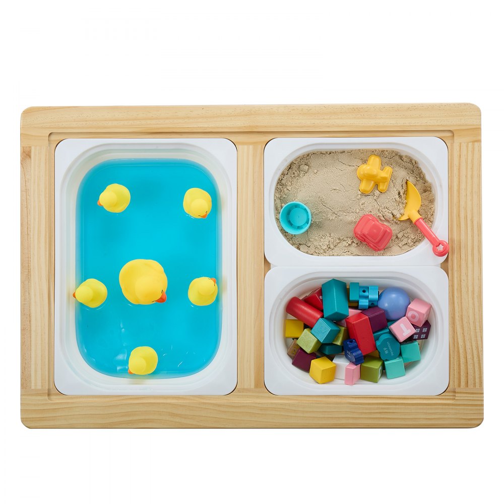 VEVOR Sensory Table for Toddlers, Wooden Kids Activity Table with Reversible Double-Sided Board, Storage Bins, and Non-Slip Feet, for Boys and Girls Playing Sand and Water, Drawing, Studying, Dining