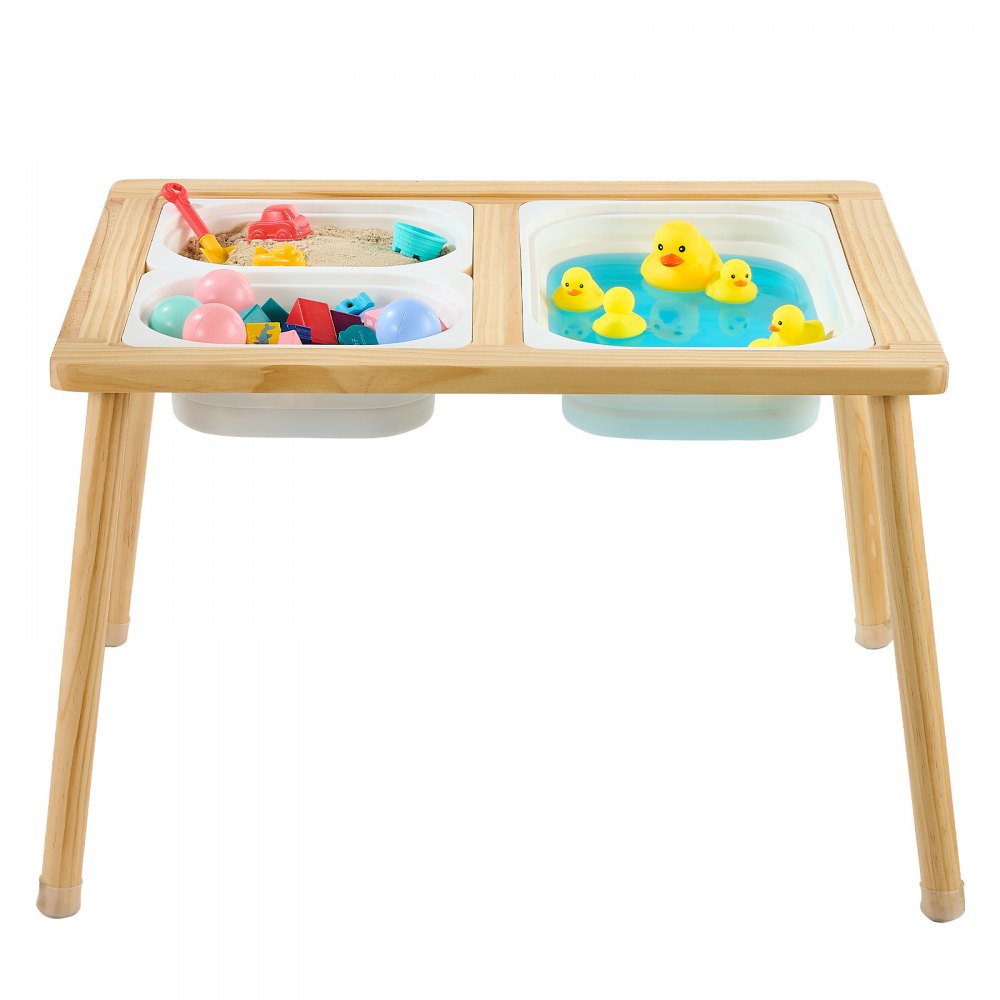 VEVOR Sensory Table for Toddlers, Wooden Kids Activity Table with Reversible Double-Sided Board, Storage Bins, and Non-Slip Feet, for Boys and Girls Playing Sand and Water, Drawing, Studying, Dining