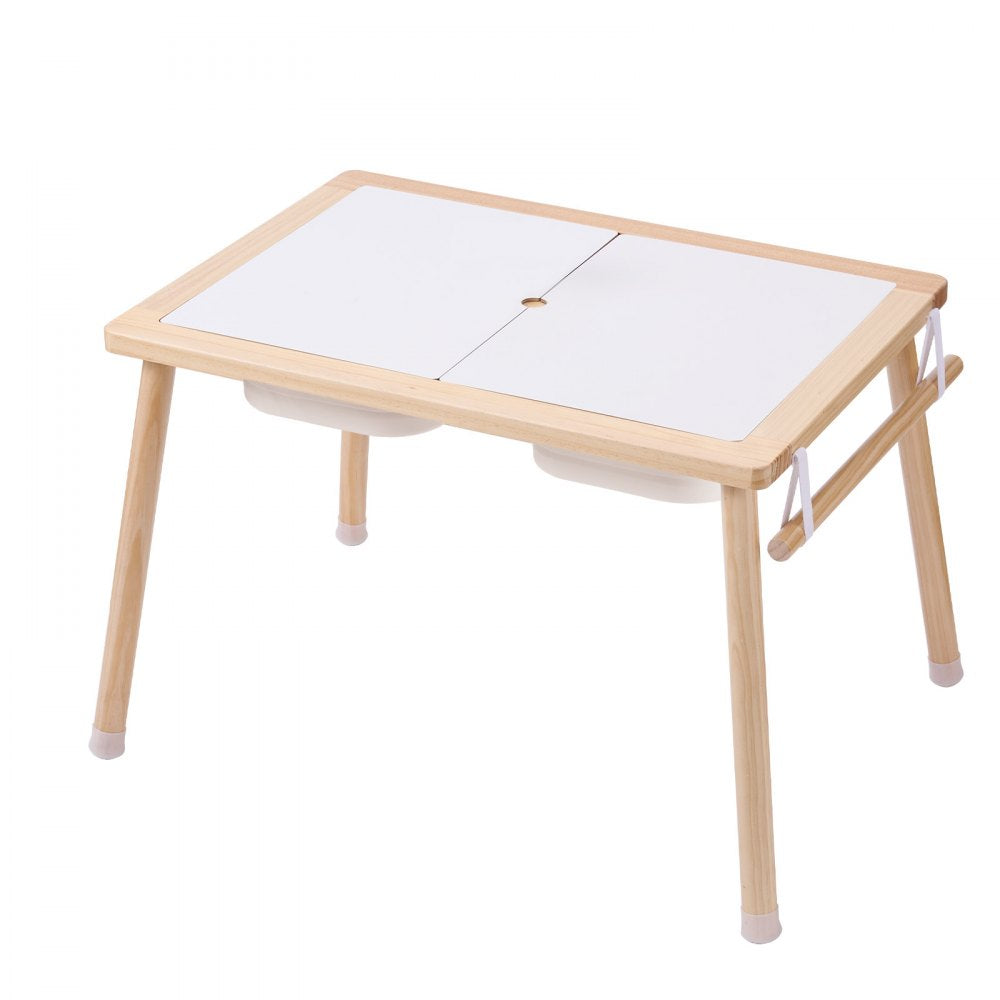 VEVOR Sensory Table for Toddlers, Kids Activity Table with 3 Foldable Storage Bins & Paper Roll Holder, Indoor/Outdoor Play Sand and Water Table, Wooden Kids Sensory Drawing Table, Gift for Boys Girls