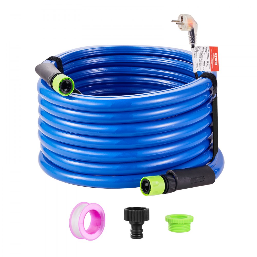 VEVOR 25ft Heated Water Hose for RV, Heated Drinking Water Hose Antifreeze to -45°F, Automatic Self-regulating, 5/8" I.D. with 3/4" GHT Adapter, Lead and BPA Free