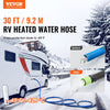 VEVOR 30ft Heated Water Hose for RV, Heated Drinking Water Hose Antifreeze to -45°F, Automatic Self-regulating, 5/8" I.D. with 3/4" GHT Adapter, Lead and BPA Free