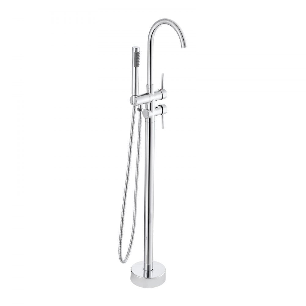 VEVOR Freestanding Bathtub Faucet, Floor Mount, Freestanding Tub Filler, Shower Mixer Taps, Two Water Modes, 360° Swivel Spout, for Bathing & Showering Pet Bathing Cleaning Drains Toilet Flushing