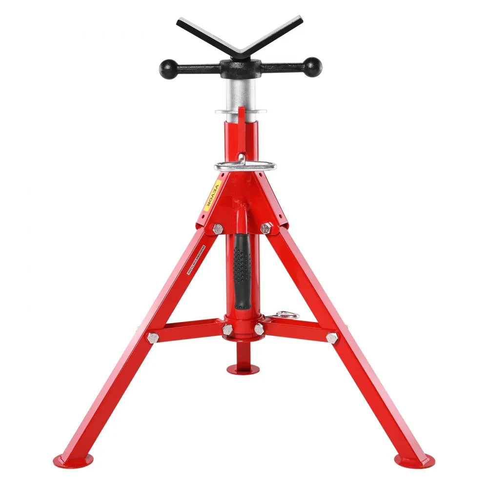 VEVOR V Head Pipe Stand 1/8-12 inch Capacity, Adjustable Height 24-42 inch, Pipe Jack Stands 2500 lbs Load Capacity, Portable Folding Pipe Stands, Carbon Steel Body More Durable