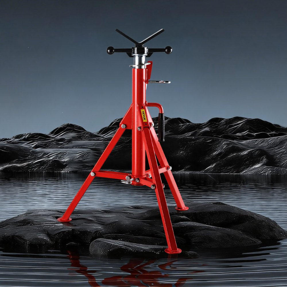 VEVOR V Head Pipe Stand 1/8-12 inch Capacity, Adjustable Height 28-52 inch, Pipe Jack Stands 2500 lbs Load Capacity, Portable Folding Pipe Stands, Carbon Steel Body More Durable
