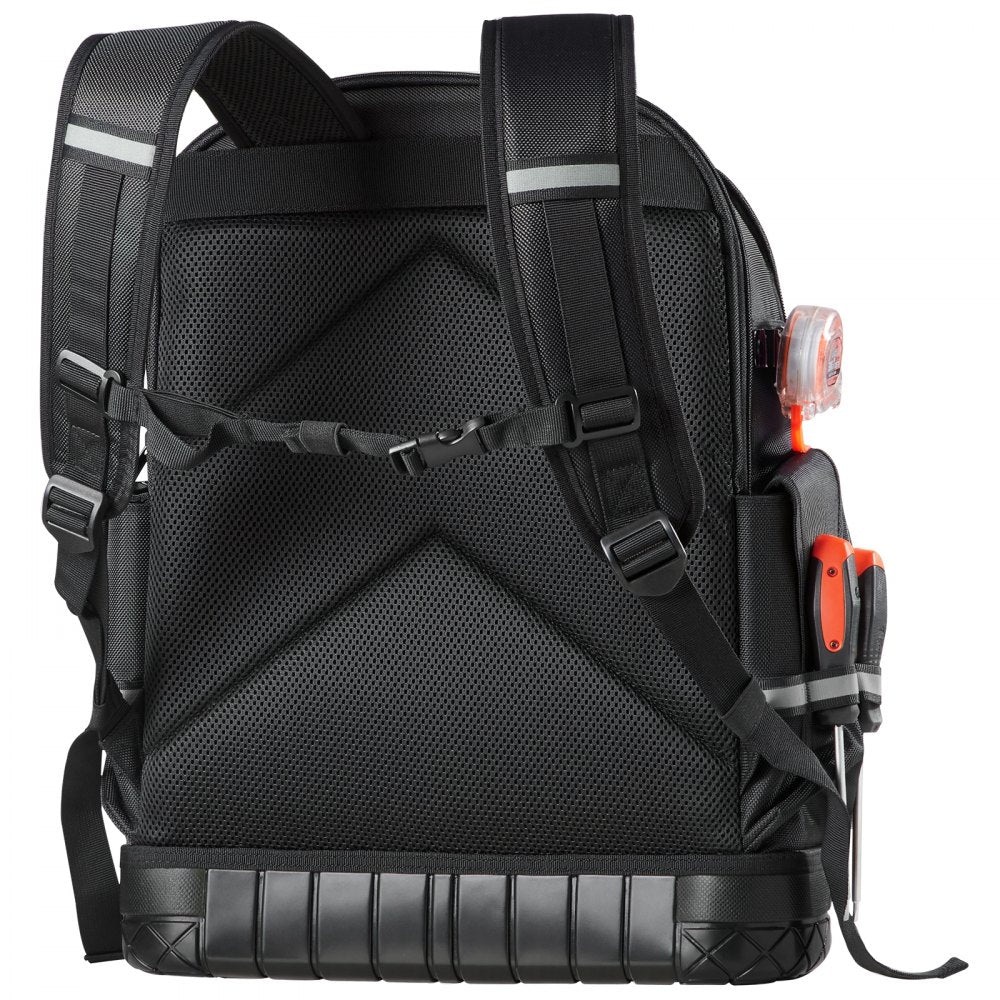 VEVOR Tool Backpack, 64 Pockets, Heavy-duty Tools Storage Organizer Work Bags with Laptop Compartment & Molded Base, Electrician Jobsite Backpack for Electrician, Repairman, and HVAC Techs