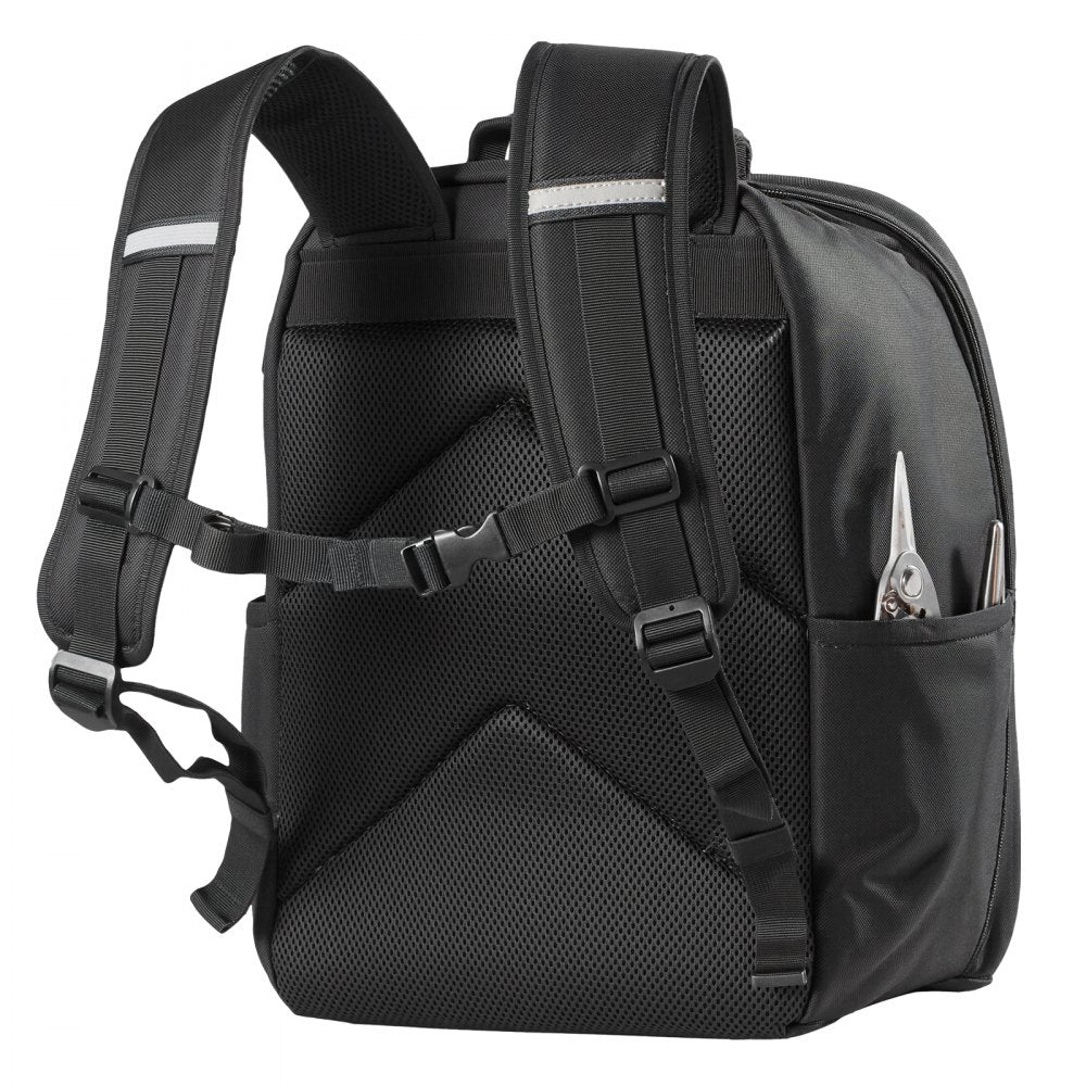 VEVOR Tool Backpack, 49 Pockets, Heavy-duty Tools Storage Organizer Work Bags with Laptop Compartment & Reinforced Fabric Base, Electrician Jobsite Backpack for Electrician, Repairman