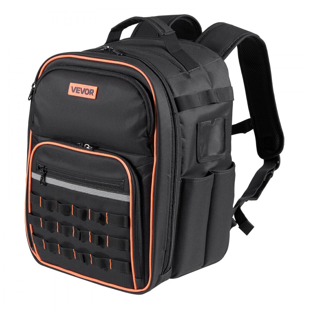 VEVOR Tool Backpack 49 Pockets Heavy-Duty Tools Storage Organizer Work Bags with Laptop Compartment & Reinforced Fabric Base Electrician Jobsite