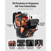 VEVOR Tool Backpack, 56 Pockets, Heavy-duty Tools Storage Organizer Bags with Molded Base, Electrician Jobsite Backpack for Construction Jobsite, Electrician, Industrial, Repairman, and HVAC Techs
