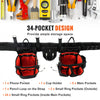 VEVOR Tool Belt with Suspenders, 34 Pockets, 29-54 inches Adjustable Waist Size, Tool Belts for Men, 1250D Nylon Heavy Duty Carpenter Tool Pouch for Carpenters, Electricians, and Gardening, Black