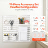 VEVOR Pegboard Combination Kit, 11" x 11" Plastic Pegboard, 4 Panels, Peg Board Wall Organizer Kit with Accessories, for Garage Tool Storage Kitchen Living Room Craft Room Office Bathroom Home, White