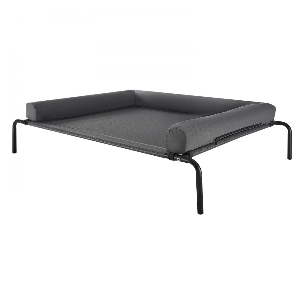 VEVOR Elevated Dog Bed for Large Dogs, Portable Raised Dog Cot with Washable Pillow, Indoor & Outdoor Pet Cooling Raised Hammock Bed with Steel Metal Frame and Breathable Teslin Mesh, XL, Gray