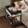VEVOR Elevated Lounge Pet Bed, Foldable Bunk Dog Bed with 600D Oxford Cloth and Dutch Velvet, Portable Raised Cot with Wheels, Side Storage Bags, and Carry Bag for Cats & Dogs, L, Beige