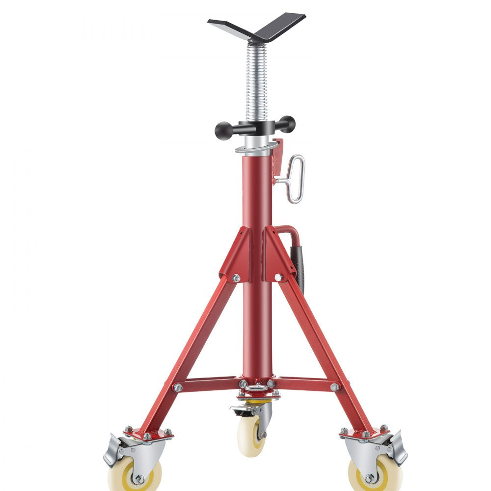VEVOR Pipe Stand, V Head Pipe Jack Stand Adjustable Height 28-52 Inch, 2500LBS Pipe Jack Stands with Casters, Folding Portable Pipe Stands for 1/8 to 12 Inch Pipe Supporting