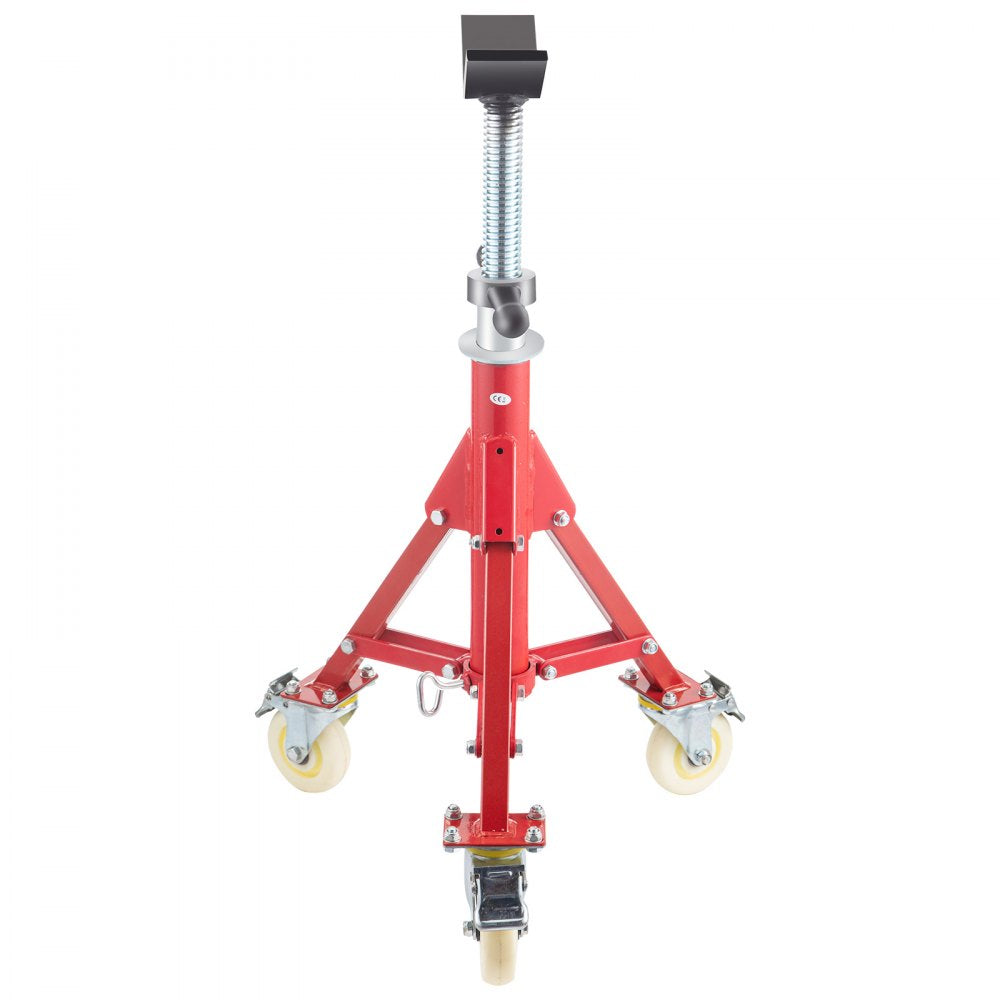 VEVOR Pipe Stand, V Head Pipe Jack Stand Adjustable Height 20-37 Inch, 2500LBS Pipe Jack Stands with Casters, Folding Portable Pipe Stands for 1/8 to 12 Inch Pipe Supporting