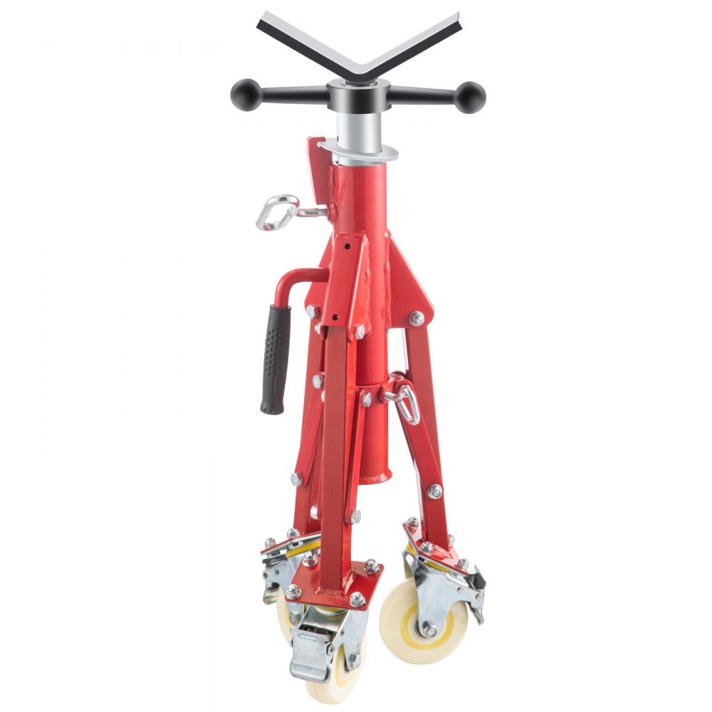VEVOR Pipe Stand, V Head Pipe Jack Stand Adjustable Height 20-37 Inch, 2500LBS Pipe Jack Stands with Casters, Folding Portable Pipe Stands for 1/8 to 12 Inch Pipe Supporting