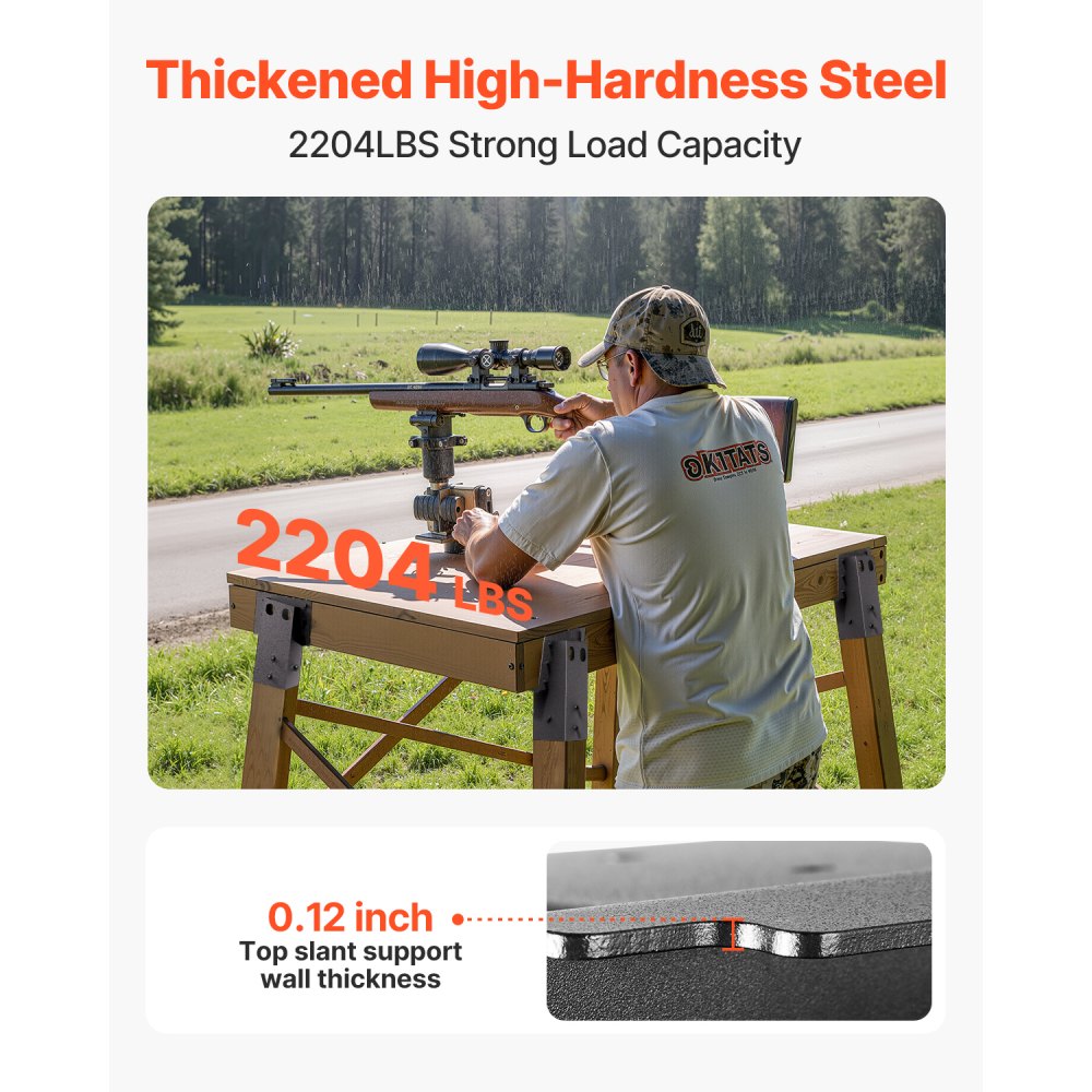 VEVOR Deer Blind Brackets, Outdoor 3.6x3.6 Platform Bracket, Fit 3.5x3.5 In / 88.9x88.9 mm Lumber, 2204lbs/1000kg Capacity Steel Elevator Brackets for Deer Stand, Hunting Blinds, Shooting Shack, 8 Pcs