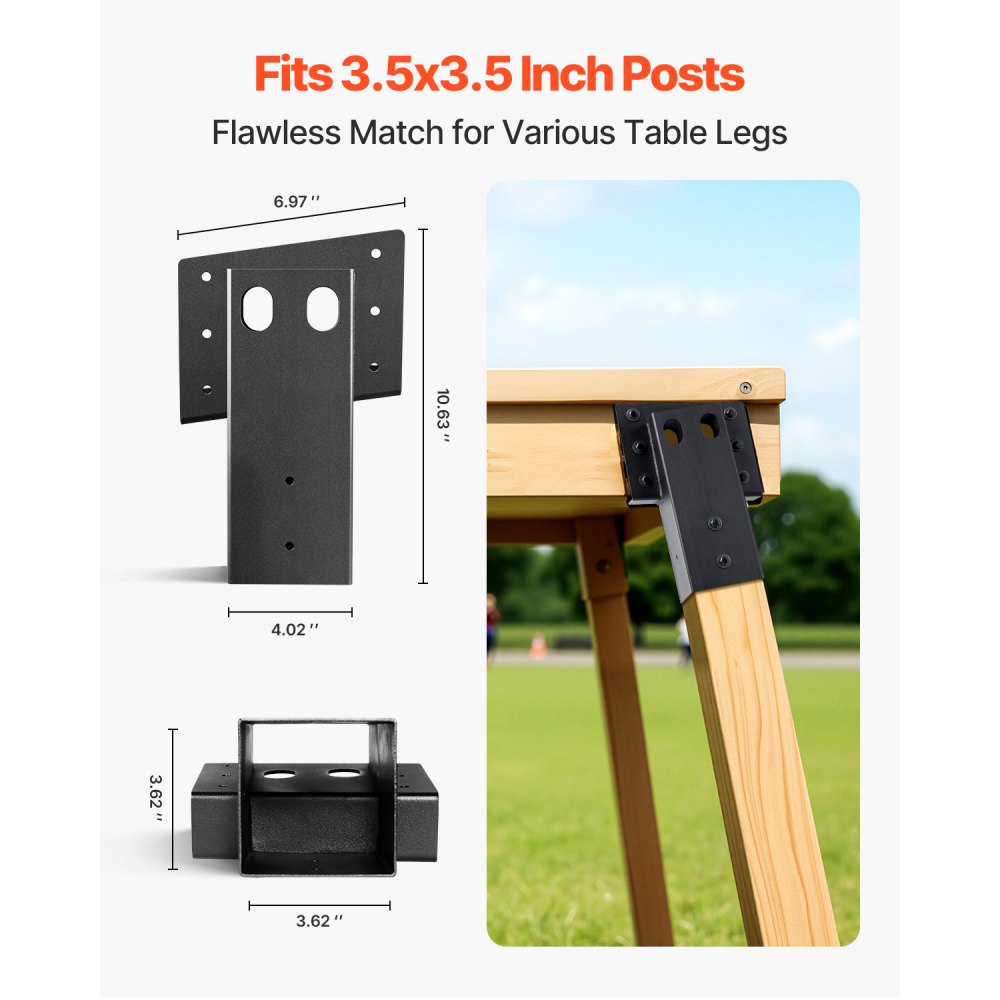 VEVOR Deer Blind Brackets, Outdoor 3.6x3.6 Platform Bracket, Fit 3.5x3.5 In / 88.9x88.9 mm Lumber, 2204lbs/1000kg Capacity Steel Elevator Brackets for Deer Stand, Hunting Blinds, Shooting Shack, 8 Pcs