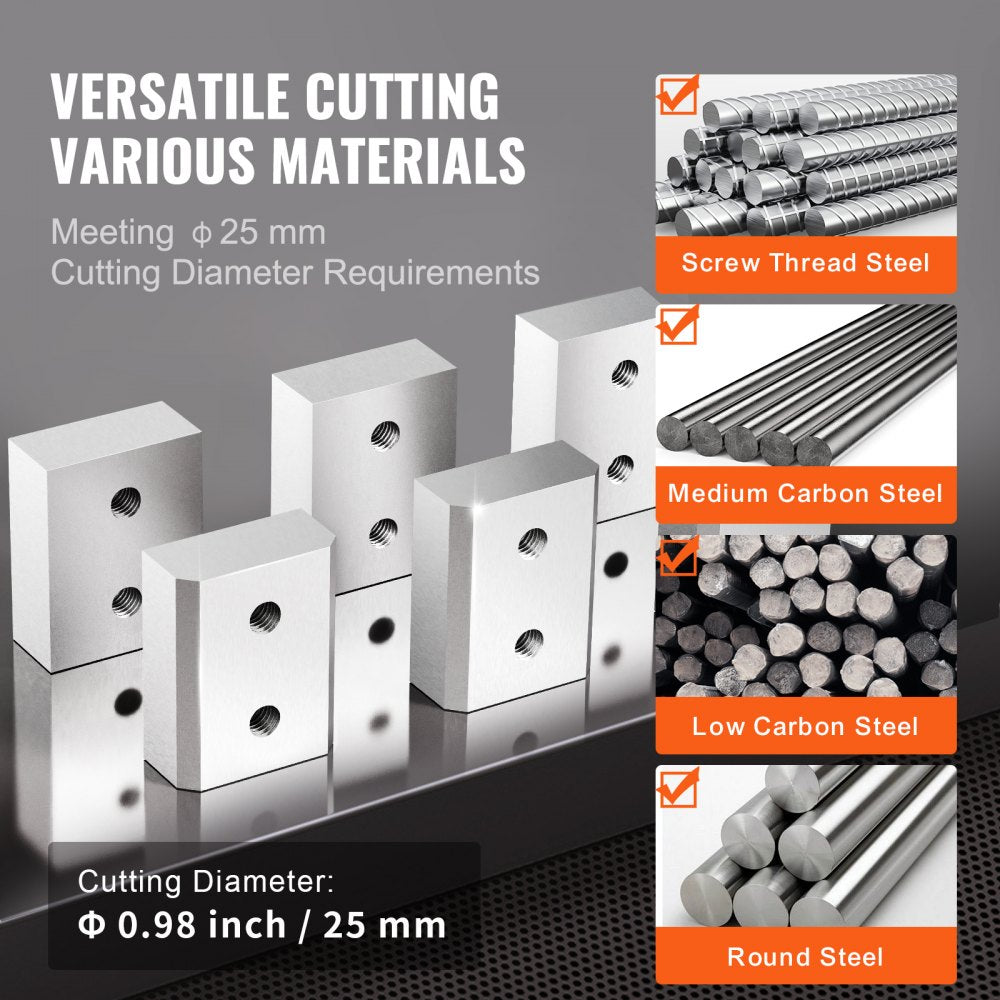 VEVOR Electric Rebar Cutter Blade, 6 PCS 25mm(1 inch) Cutting Diameter, HRC58-60 Hard Hydraulic Rebar Blade Replacement Jaw Blades with 12 Hexagon Screw and 12 Spring Washer, for Model RC-25