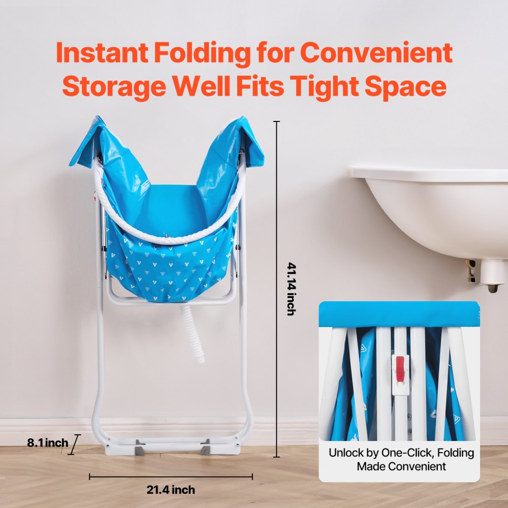 VEVOR Portable Dog Bathtub, Elevated & Foldable Space-saving Pet Shower Station with Quick Drainage, Bathing Tub for Washing & Grooming Small and Medium Size Dogs and Cats Indoor & Outdoor, Light Blue