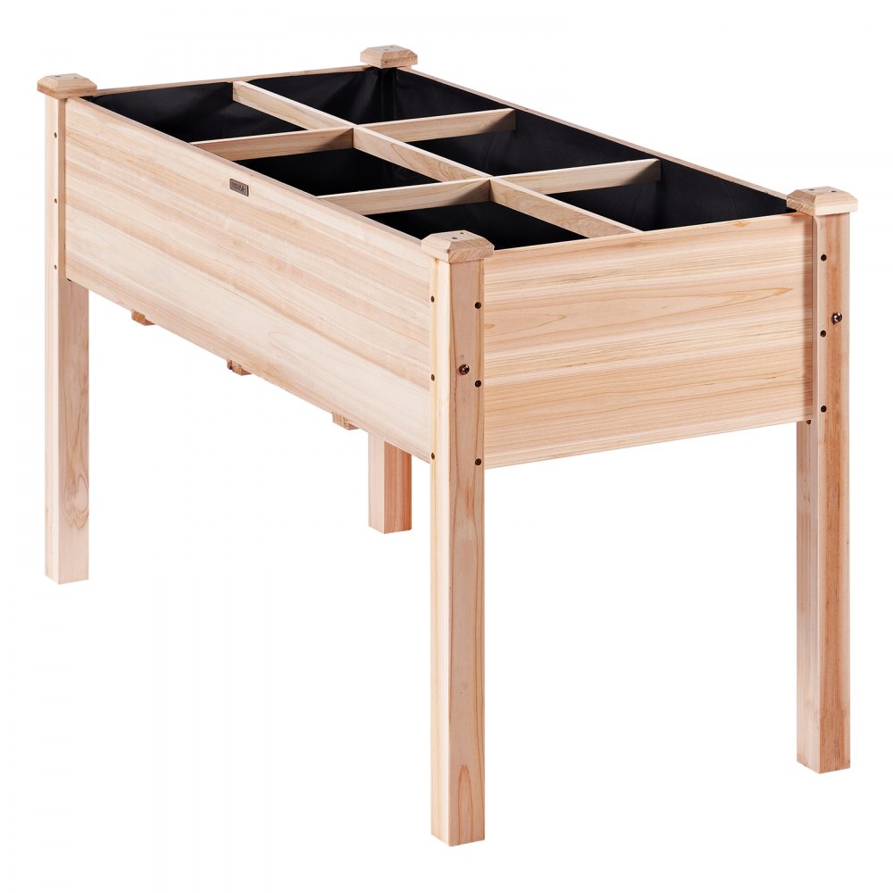VEVOR Raised Garden Bed, 3.9 x 1.9 x 2.5 ft Wooden Planter Box, Elevated Outdoor Planting Boxes with Legs, for Growing Flowers/Vegetables/Herbs in Backyard/Garden/Patio/Balcony, Burlywood