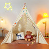 VEVOR Kids Play Tent, Teepee Tent for Kids 1-5 Years Old, Tent for Kids with Windows for Indoor and Outdoor, Toddler Tent with Mat and Plush Decorative Balls, for Boys and Girls, Beige