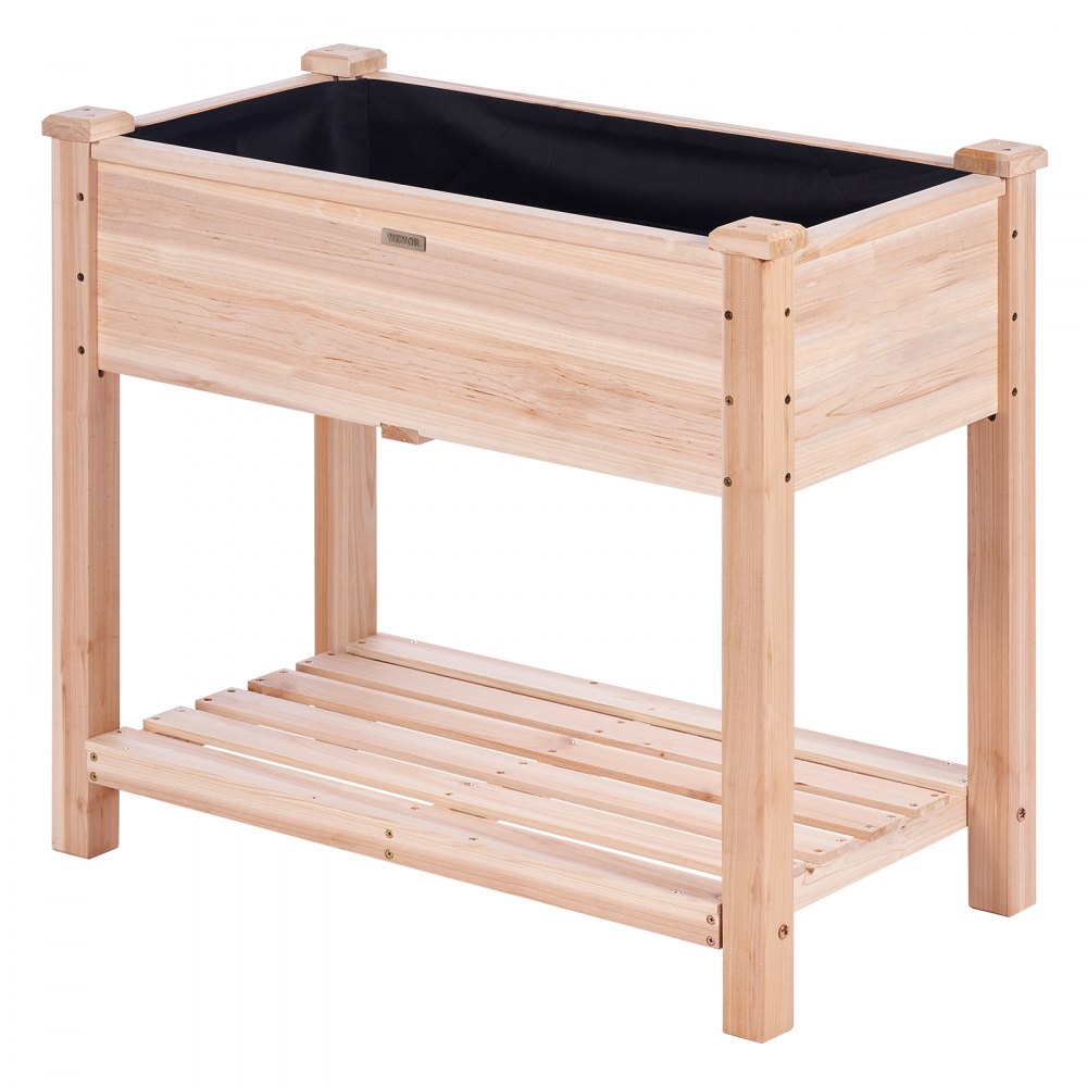 VEVOR Raised Garden Bed, 34 x 18 x 30 in Wooden Planter Box, Elevated Outdoor Planting Boxes with Legs, for Growing Flowers/Vegetables/Herbs in Backyard/Garden/Patio/Balcony, Burlywood