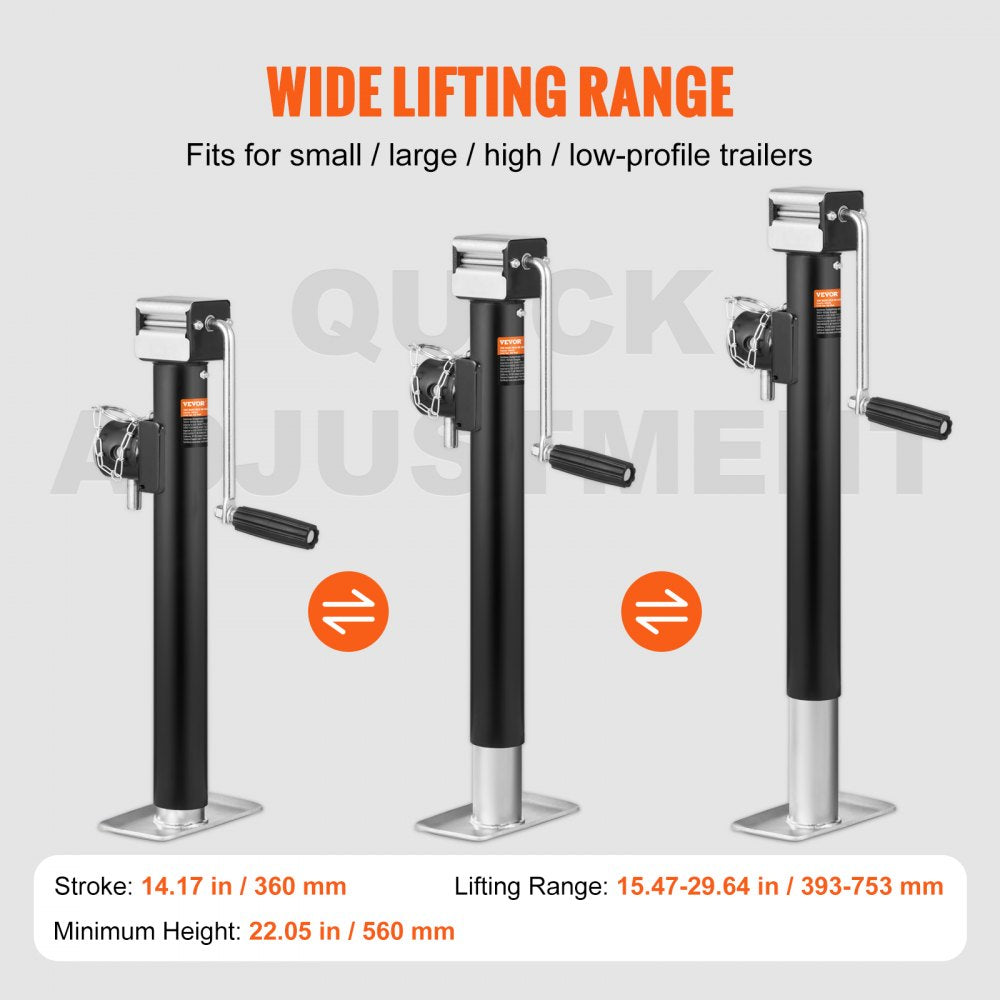 VEVOR Trailer Jack, Trailer Tongue Jack Welding-on 5000 lb Weight Capacity, Trailer Jack Stand with Handle for lifting RV Trailer, Horse Trailer, Utility Trailer, Yacht Trailer